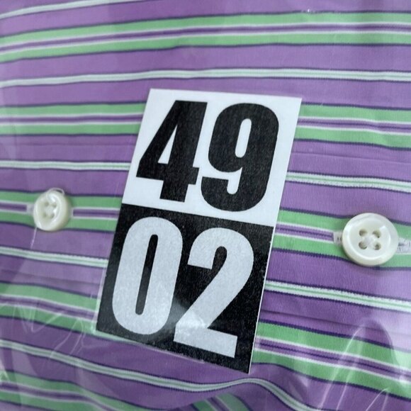 Polo Ralph Lauren Mens Regent Fit Purple Striped Dress Shirt Size 17/43 4902 - Picture 7 of 8